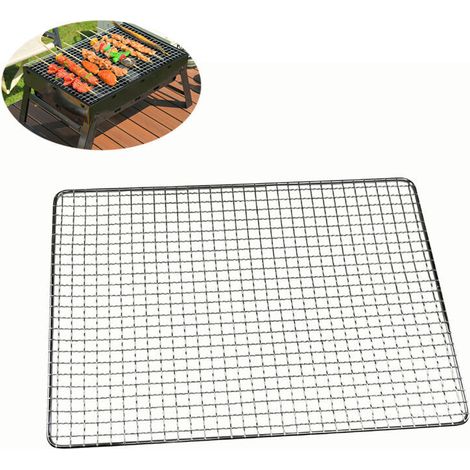(25x40cm)Filet de Cuisson en Carbone pour Barbecue, Grille de Cuisson, Grille de Barbecue en Acier Inoxydable, 25 x 40 cm, 30 x 45 cm, 38 x 50 cm pour Pique-Nique en Jardin Plein air, Barbecue
