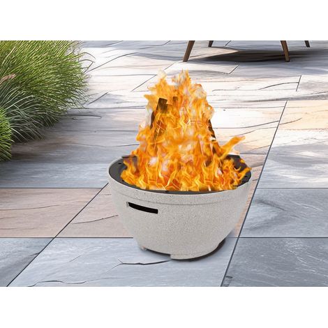 Wasser & frostfeste Feuerschale in Steinoptik mit Schürhaken Ø47cm Höhe 25cm