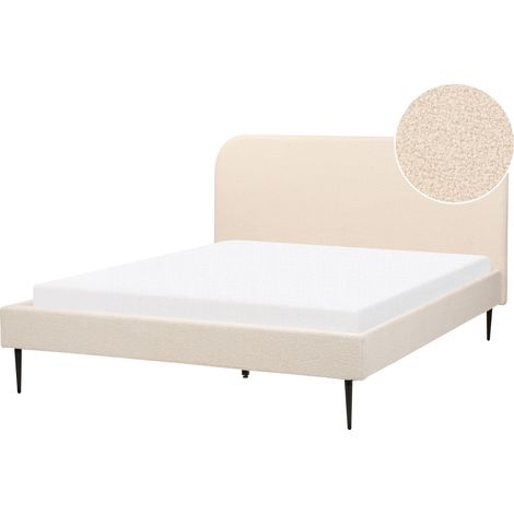 Letto matrimoniale velluto beige piedi oro minimalista 160 x 200 cm Flayat