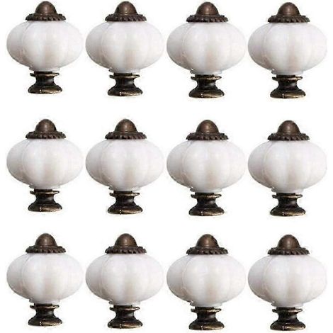 2025 Nouveaux 12 boutons de porte de meuble de 30 mm, style vintage, en céramique blanche, avec 12 vis (1/4)
