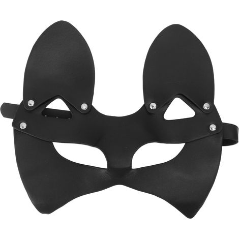 Masque chat en cuir PU durable, demi-visage cosplay animal, masque de soirée élégant pour fête, maison, club (1/5)