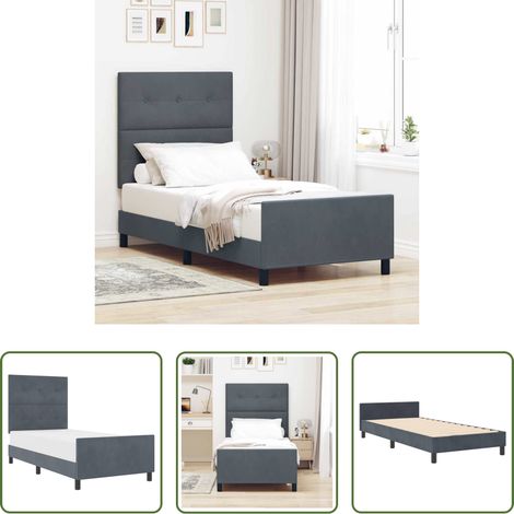 Samtbett - Boxspringbett mit Kopfteil Dunkelgrau 80 x 200 cm Samt (1/5)