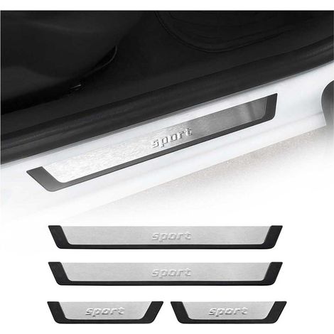 OMAC Couverture de Seuil de Porte Compatible avec Voiture Universel INOX Acier chromé Sport 4Pcs (1/5)