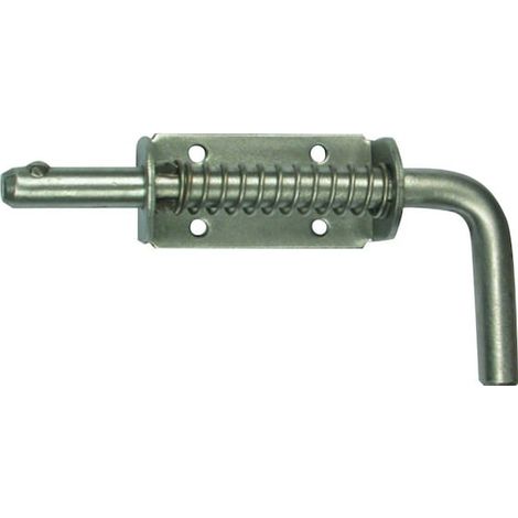 Verrou de box à ressort Inox 316L sans gâche inox longueur 180 mm diamètre 14 mm