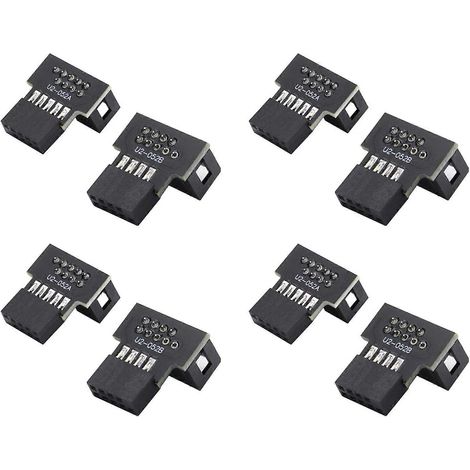 Motherboard-Erweiterungsadapter: Satz von 4 90° abgewinkelten USB 2.0-Anschlüssen (männlich/weiblich) 10-polig/9-polig (oben und unten). (1/5)