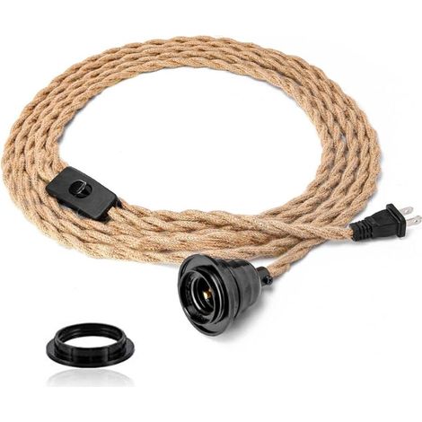 Cordon de suspension industriel avec interrupteur et prise, douille E26/E27, idéal pour les chambres, les bureaux et les salons, 1,8 m. (1/5)