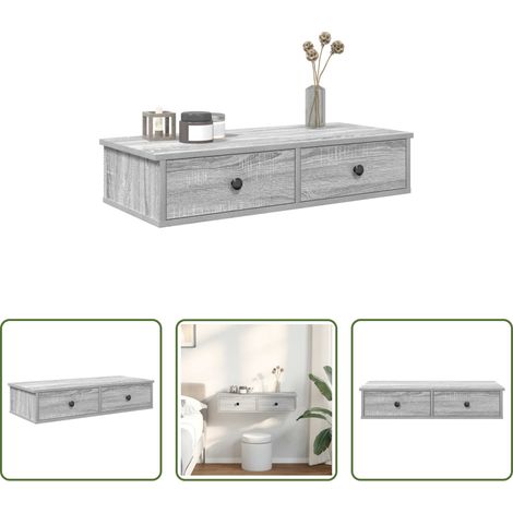 Schubladenregal - Wandregal mit Schubladen Grau Sonoma 80x31x17 cm Holzwerkstoff (1/5)