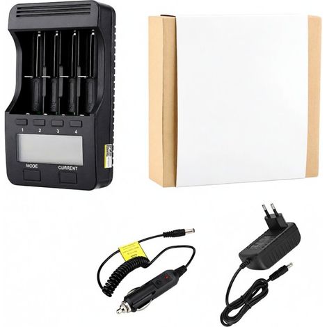 Chargeur intelligent LiitoKala Lii-500 avec 4 emplacements pour batteries rechargeables Ni-MH, Ni-Cd et Li-ion, écran LCD et support. (1/5)