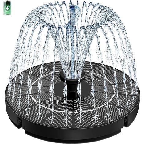 Schwimmender Solarbrunnen (3,5 W) mit 2000-mAh-Akku, schwimmende Solarbrunnenpumpe für den Außenbereich mit 8 Düsen und 4 festen Stangen, für Vogeltränken, Schwimmbecken und Gartenbrunnen (1/5)