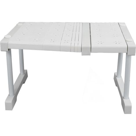 Étagère extensible pour placard, gain de place, réglable, à tension, pour penderie ou lavabo. Largeur : 24 cm, hauteur : 22 cm, longueur : 27 à 38 cm (10,6 à 15 po). (1/5)