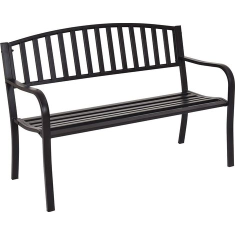 COSTWAY Steel Garden Bench Outdoor Patio Loveseat Bench with High Backrest (1/5)