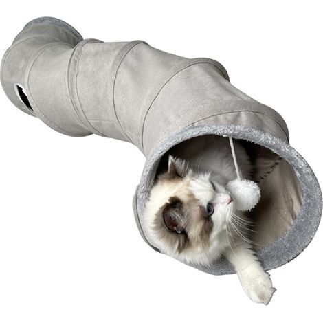 Tunnel pour chat, tunnel en tissu avec balle et jouet pour chat, tunnel de jeu pour chat et lapin, tunnel pour lapin, robuste, silencieux (1/5)