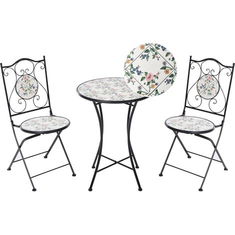 Conjunto de balcón de estilo hierro forjado plegable con azulejos de mosaico cerámico negro Collio