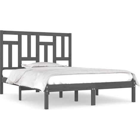 Lit Double, Lit Contemporain, Cadre de Lit gris 200x200 cm bois massif de pin q6386 (1/5)