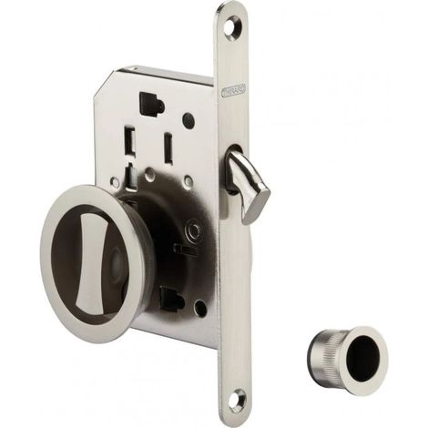 Thirard – Serrure monopoint en applique pour porte coulissante – Coffre acier embouti 11mm – Pêne crochet – Finition chromé satin