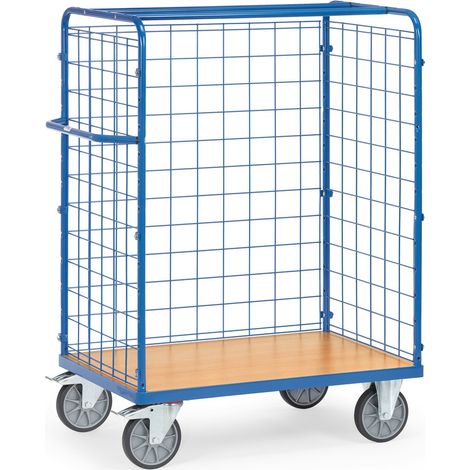 Fetra Paketwagen mit 3 Drahtgitterwänden 1500mm hoch, 1000x600mm (1/2)