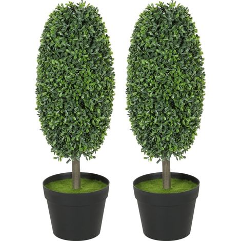 Lot de 2 plantes artificielles résistantes aux UV en pot, 60 cm, vert (1/5)