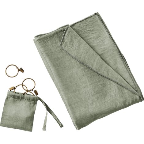 Rideau ajustable LYSANDRE Thym 140 x 270 cm + 8 anneaux pince (1/4)