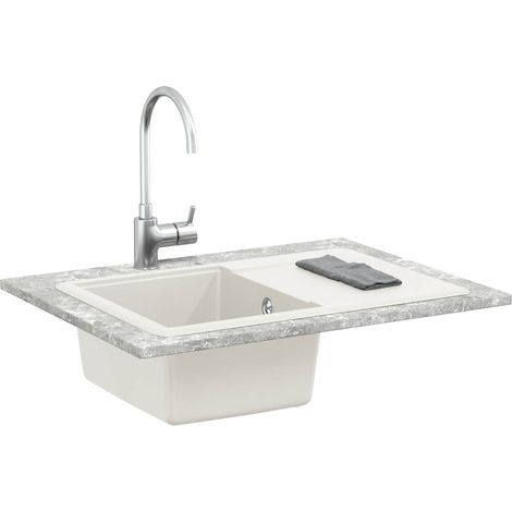 Évier Blanc 670 x 460 mm 80% Quartz et 20% Résine