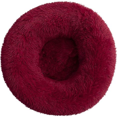 Lit pour chien Donut 70cm Rouge vin, Lavable, Moelleux, Antidérapant, Rond