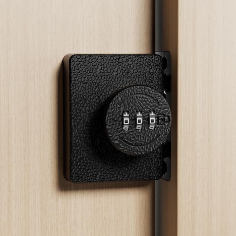 3-stelliges schlüsselloses Schrankschloss für Dreh-/Schiebetüren, Schubladen, Schränke, Spinde, Holzkisten mit Haken (Schwarz, 90 Grad) (1/5)