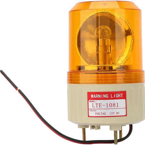 Lampe d'avertissement rotative clignotante 12 V CC, jaune, pour la construction en usine
