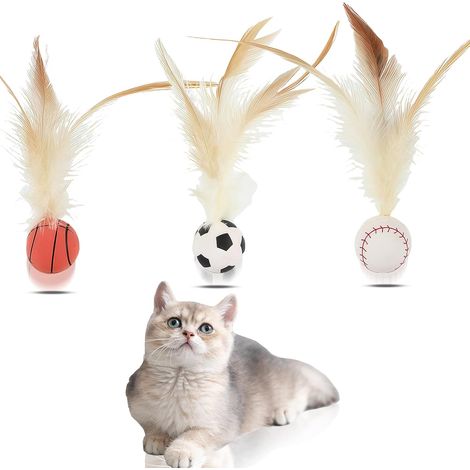 3 Pièces Jouets pour Chiens et Chats, Jouets de Badminton Interactifs pour Chats d'Intérieur, Balles Rebondissantes en Plumes, pour Soulager l'Ennui des Animaux de Compagnie (1/5)
