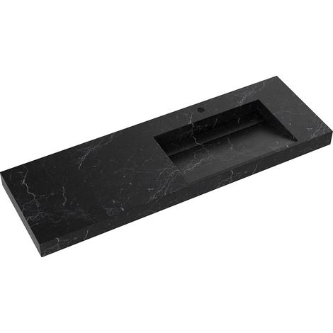 Vasque suspendue en solid surface effet marbre noir - 140 x 45 x 8 cm - OKAPA (1/5)