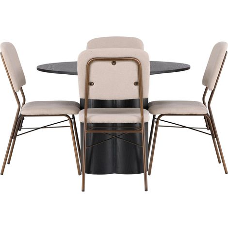 Olivia Essgruppe Esstisch schwarz 4 Stühle beige. (1/4)