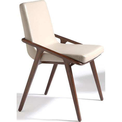 Chaise en noyer avec assise rembourrée - Crème (1/5)