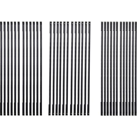 Dekupiersägeblätter, 36-teilig, Stahl, 127 mm, Kreuzstift, 15, 18, 24 Zähne, Standard-Feinschnitt (1/5)