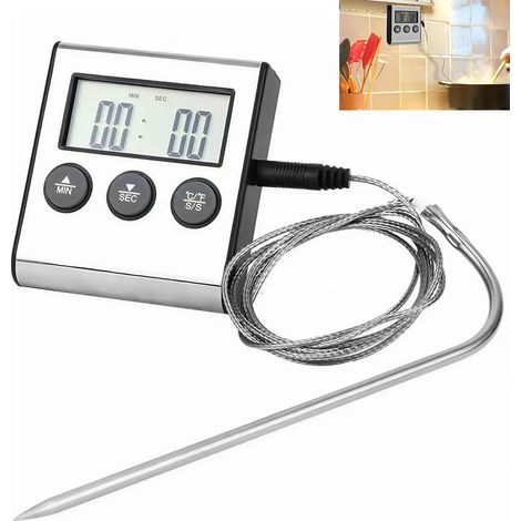 Termometro digitale per carne con timer, termometro da forno, termometro per griglia, termometro da cucina, adatto per grigliare, cuocere al forno e arrostire. (1/5)