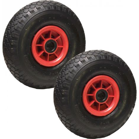 Linxor – Lot de 2 roues gonflables 26 cm – Largeur 8.5 cm – Axe 25 mm – Charge max 100 kg – Valve étanche pour regonflage facile (1/4)