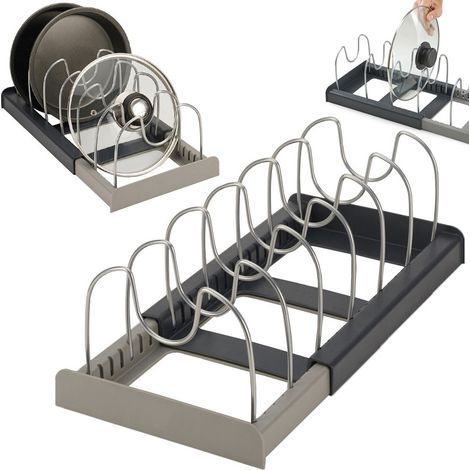 Support réglable pour couvercles de casseroles, extensible de 30 à 56 cm, 7 bras, acier inoxydable, organisateur de tiroir (1/5)