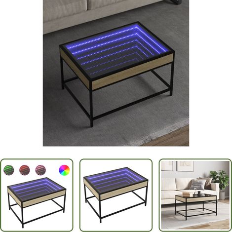 Couchtisch mit Infinity-Spiegel - Couchtisch mit Infinity-LED Sonoma-Eiche 70x50x41 cm (1/5)