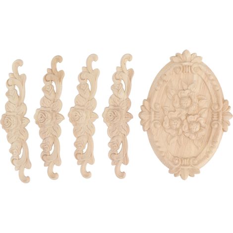 Applique en Bois Style Européen, Décor Sculpté Fin pour Portes de Meuble, Ornement de Coin Décoratif (1/5)