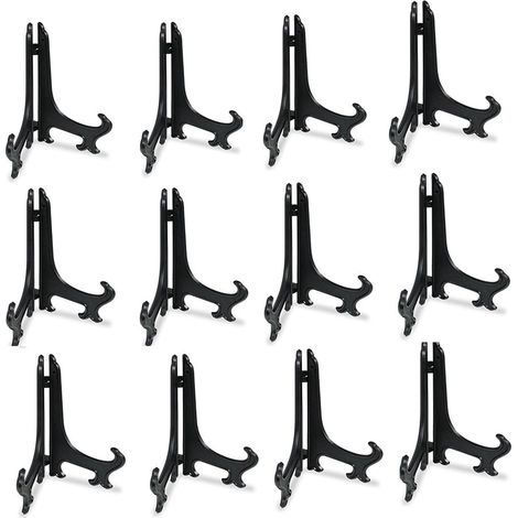 Présentoir à assiettes pliable en plastique noir, lot de 12, 7,5 cm (3 pouces), pour présenter des assiettes à thé et à goûter en céramique. (1/5)