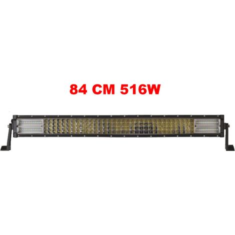 Barre LED 84 cm 516 W puissante 7D, projecteur à LED 12V/24V, 4 rangées