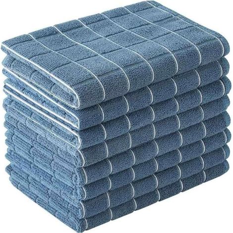 Torchons en microfibre – Serviettes de cuisine douces, super absorbantes et non pelucheuses – Paquet de 8 (couleurs noires à motif treillis) – 26 x 18 pouces… (1/5)