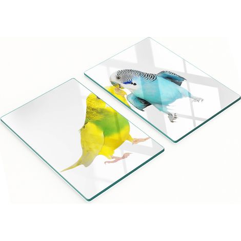Tablas decorativas de cristal para cortar y servir con dise帽o de periquitos, 2x40x52 cm