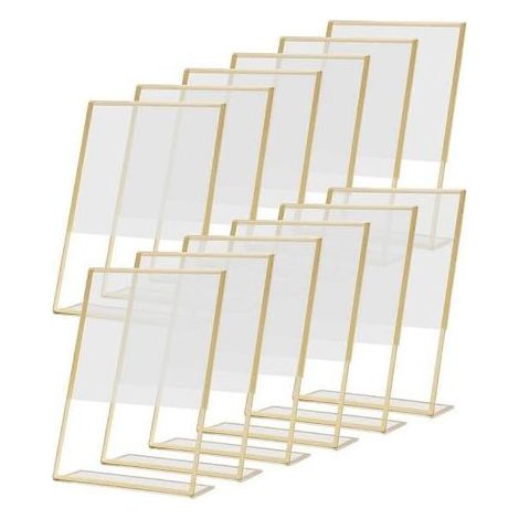 Lotto di 12 porta segno, verticale acrilico con cornice d'oro, 10 x 15 cm (1/5)
