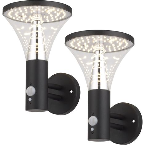 Arum Lighting – Lot de 2 appliques murales solaires – 600 lumens – Détecteur de mouvement 10m – 3 modes d'éclairage – Blanc chaud IP44