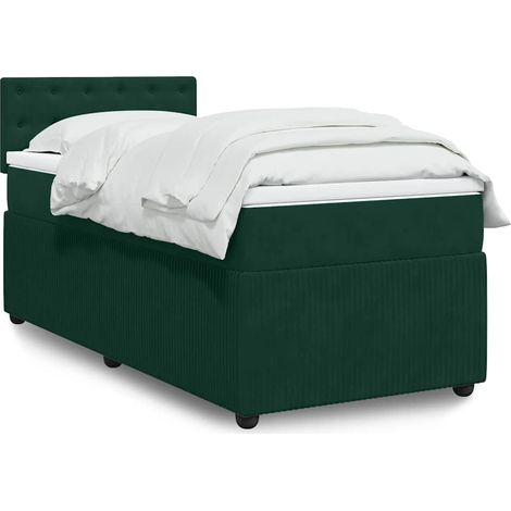 Boxspringbett mit Matratze Dunkelgrün 100x200 cm Samt