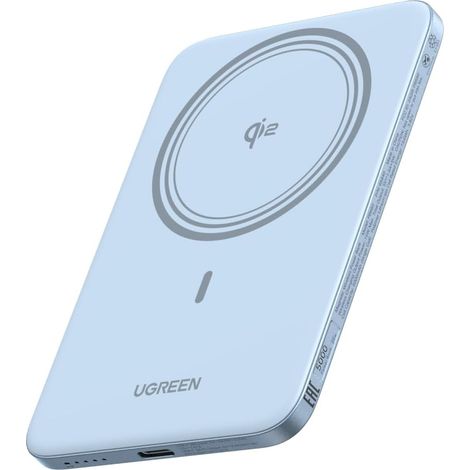MagFlow Air Qi2 15W Ultra Slim Power Bank 5000mAh (Bleu)  Batterie Externe USB C PD 20W Charge Rapide, Chargeur Magnétique Compatible avec 17 16 15 14 13 12 Air Plus Pro Max (1/5)