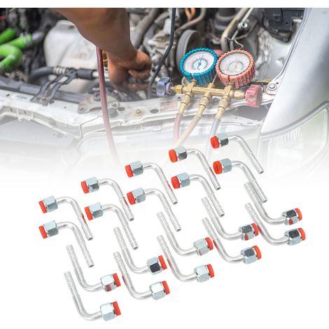 Lot de 20 connecteurs en aluminium pour climatisation automobile, angle de courbure de 90 degrés, pièces de climatisation universelles, 3/8 pouce/3 points (numéro de pièce : LR-FT001) (1/5)