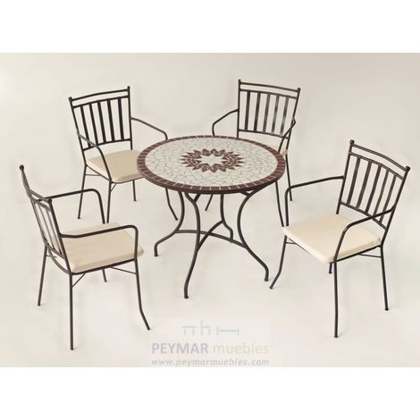 Conjunto de mesa y 4 sillones con cojines para jardin Estela/Shifa-90/4. (1/4)