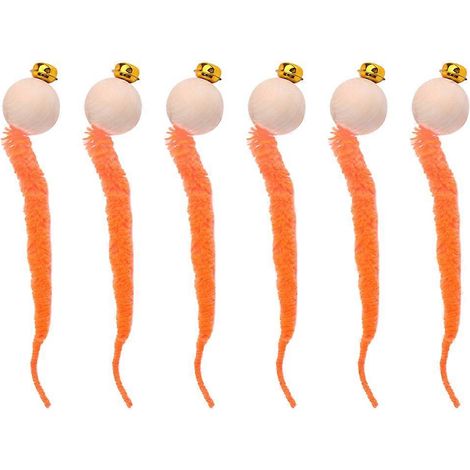 Lot de 6 jouets pour chatons mignons, balle interactive en bois en forme de chenille orange, pour jouer à l'intérieur. (1/5)