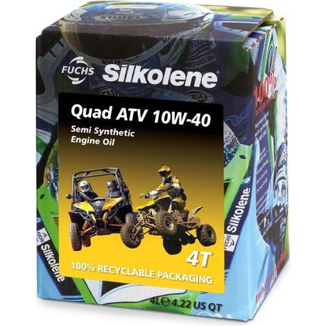 Aceite de motor semisintético Silkolene Fuchs para quads y vehículos todo terreno de 4 tiempos, 10W-40, 4 litros (CUB)