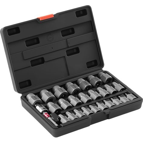Mophorn Juego de Extractor de Tornillos Dañados 27 Piezas, Removedor de Pernos, con Cabeza Hexagonal, Adaptadores y Caja de Almacenamiento, Herramientas para Extraer Tornillos Rotos, Oxidados (1/5)