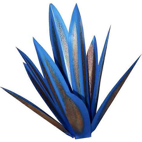 Handgefertigte Gartendekoration aus Schmiedeeisen, rustikale DIY-Agaven-Metallskulptur, himmelblaues Gartenornament.